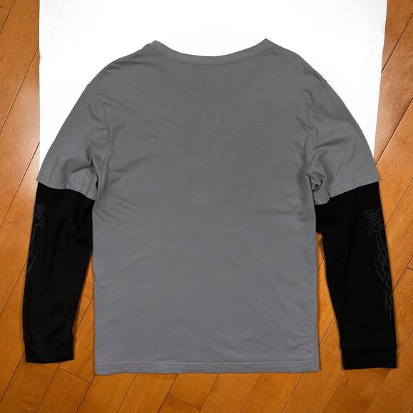 Y2K Helix Grunge Cross Long Sleeve Shirt Thermal Sleeves Cyber Affliction Style - Picture 5 of 16